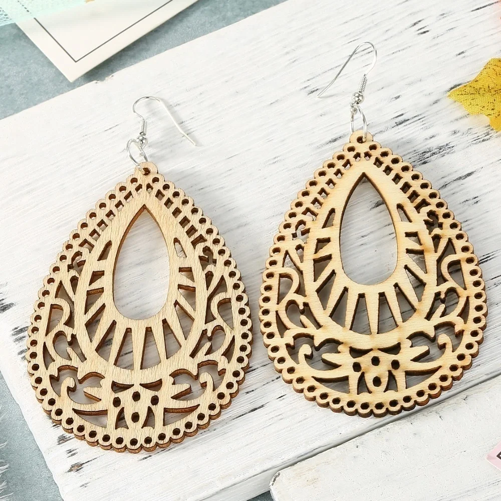 *PALESA* Beige Bohemian Hollow Out Design Fashion Earrings